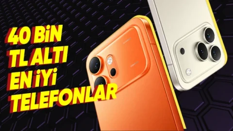 40 bin TL altındaki telefonları tanıtan görselde turuncu ve açık renkli iki telefon yer alıyor