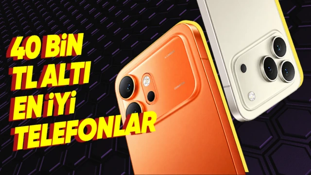 40 bin TL altındaki telefonları tanıtan görselde turuncu ve açık renkli iki telefon yer alıyor
