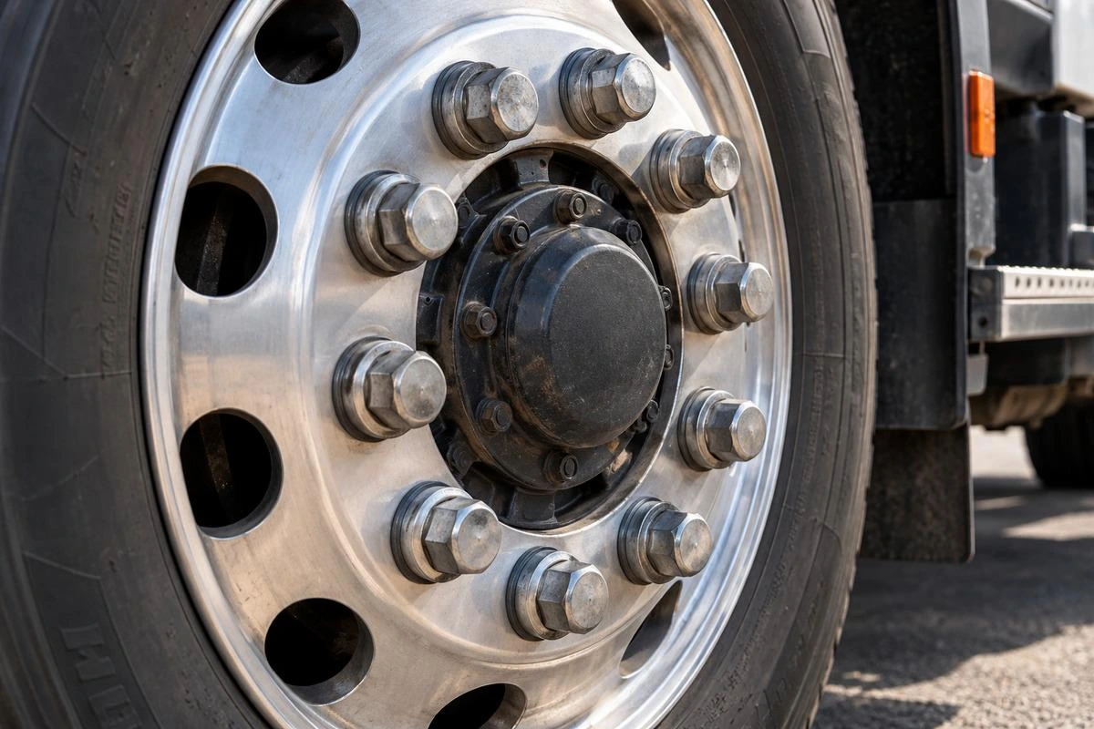 Ağır araçta çok bijonlu metal tekerlek