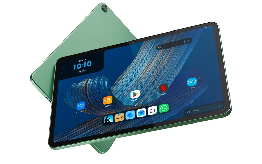 Ön ve arka yüzü gösterilen yeşil Alexa Tablet 11
