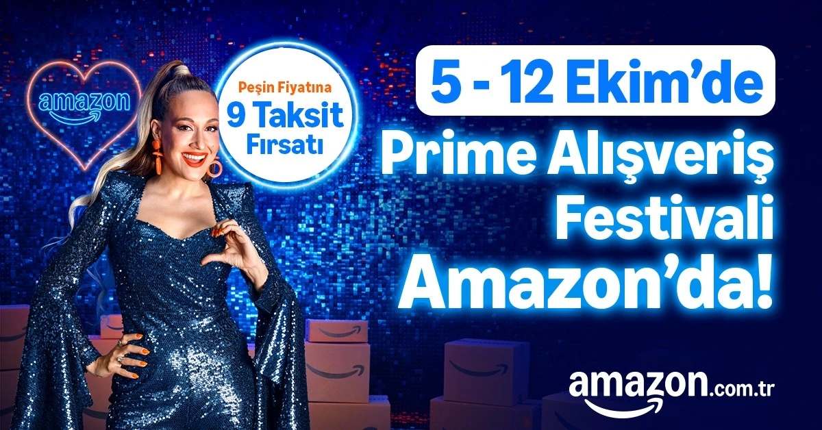 Prime Alışveriş Festivali’nin 5-12 Ekim’de Amazon’da düzenleneceğini belirten kampanya görseli