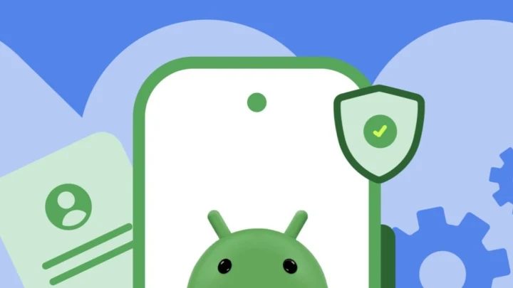 Android simgesi ve güvenlik kalkanı illüstrasyonu