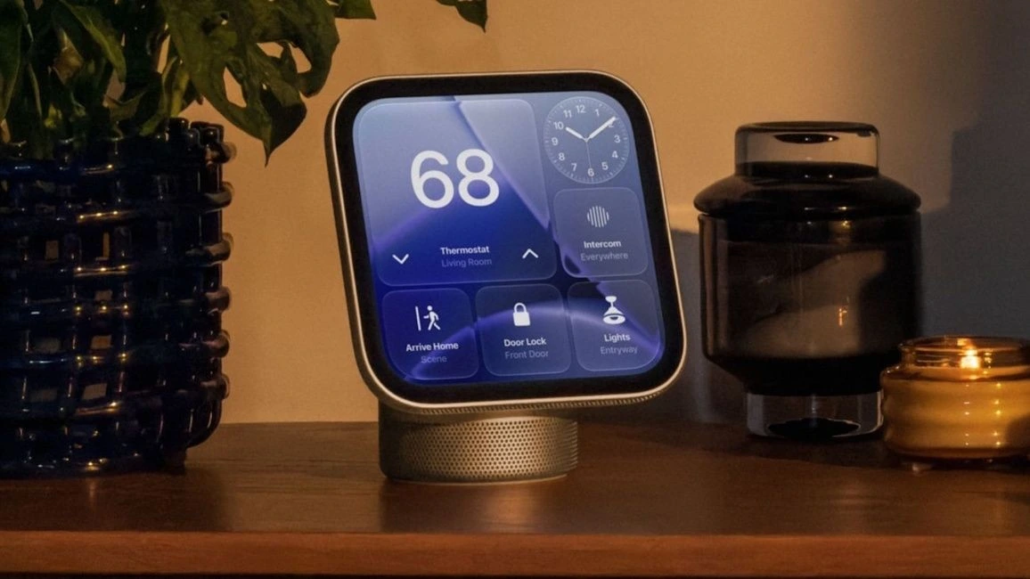 Ekranında akıllı ev kontrolleri bulunan Apple HomeView cihazı