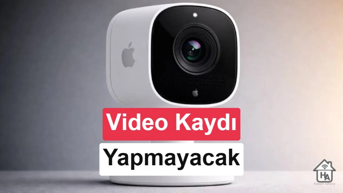 Silindirik gövdeli, öne bakan lensi bulunan akıllı ev kamerası