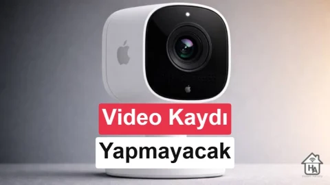 Silindirik gövdeli, öne bakan lensi bulunan akıllı ev kamerası