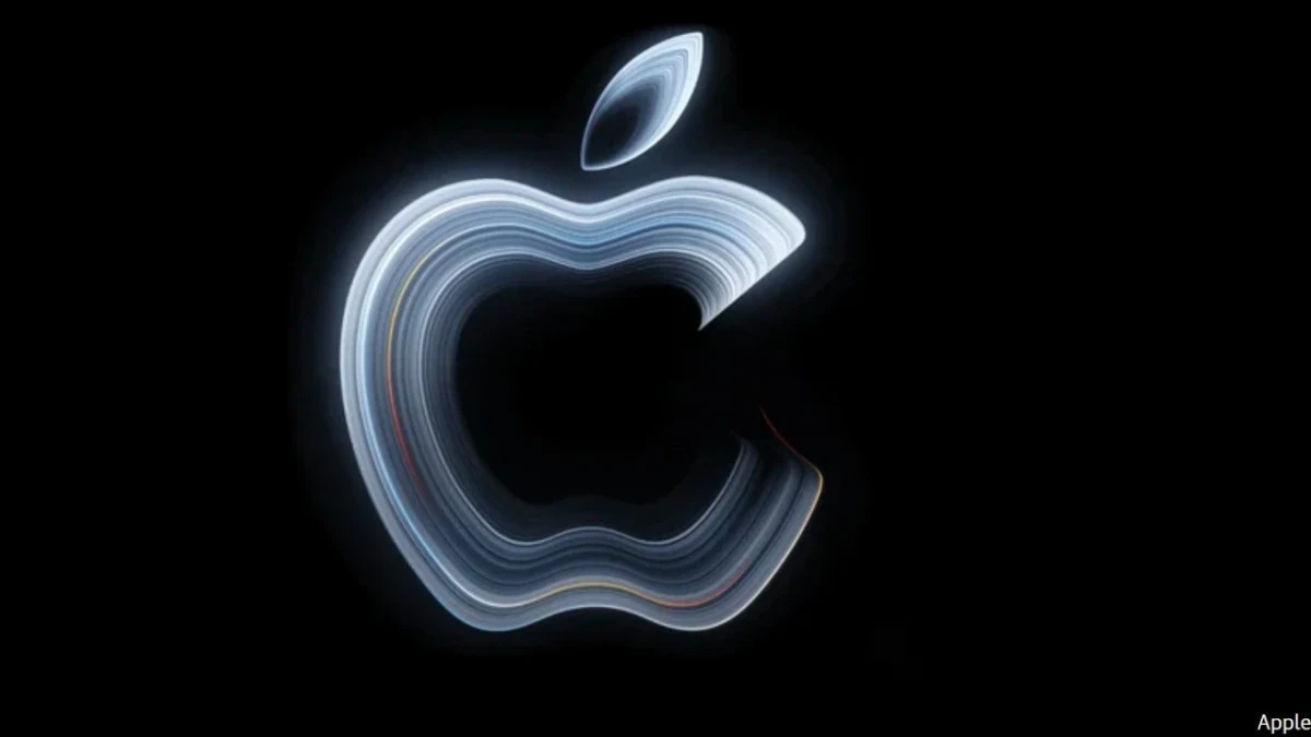 Siyah zemin üzerinde ışıklı Apple logosu
