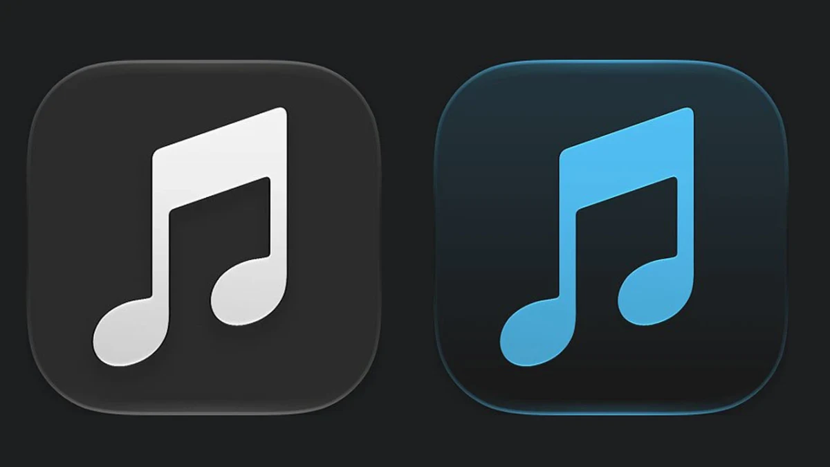Siyah zeminli karelerde beyaz ve mavi müzik notası simgeleri
