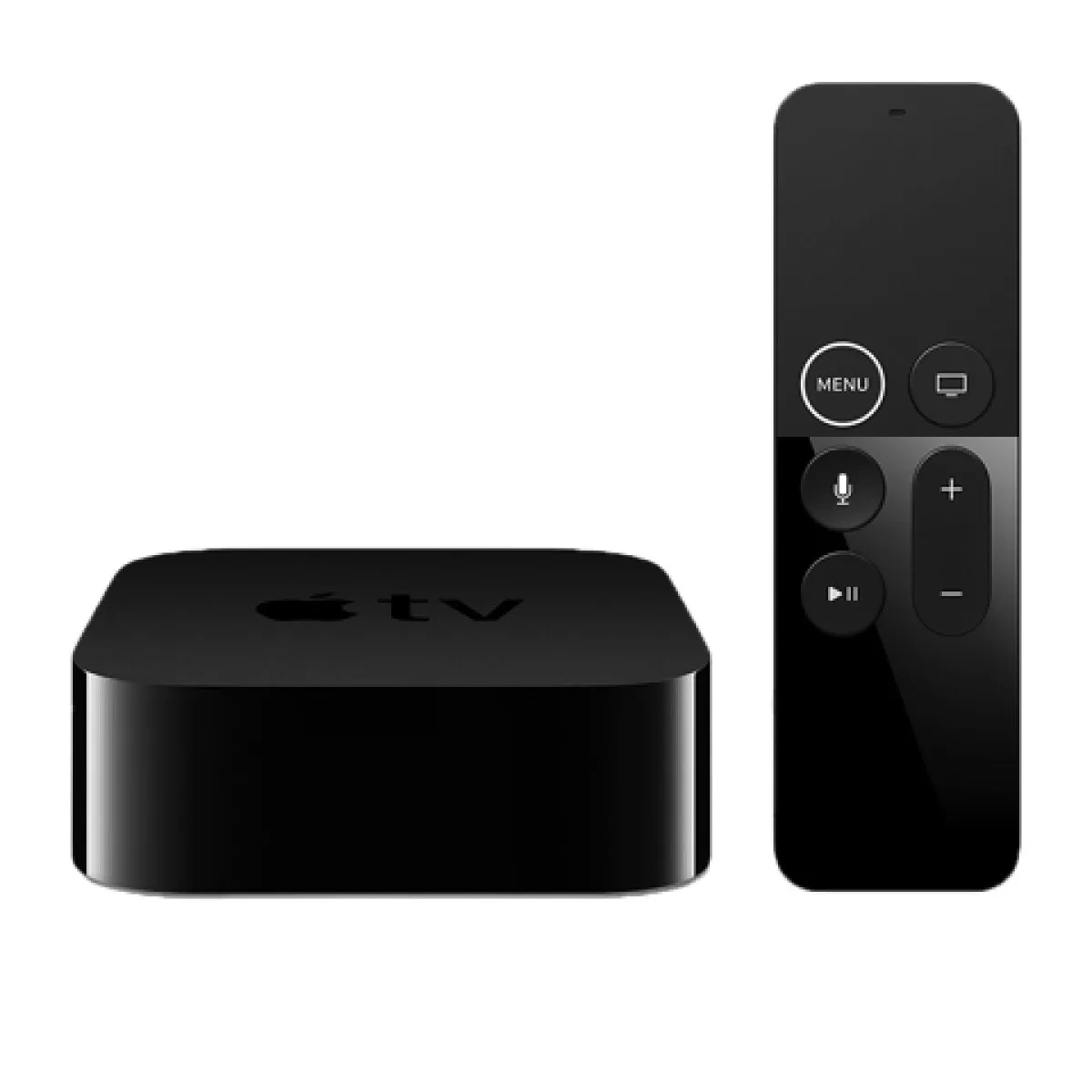 Siyah Apple TV 4K kutusu ve Siri Remote
