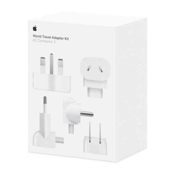 Apple World Travel Adapter Kit AC Konnektörü 2 kutusu ve değiştirilebilir fişler