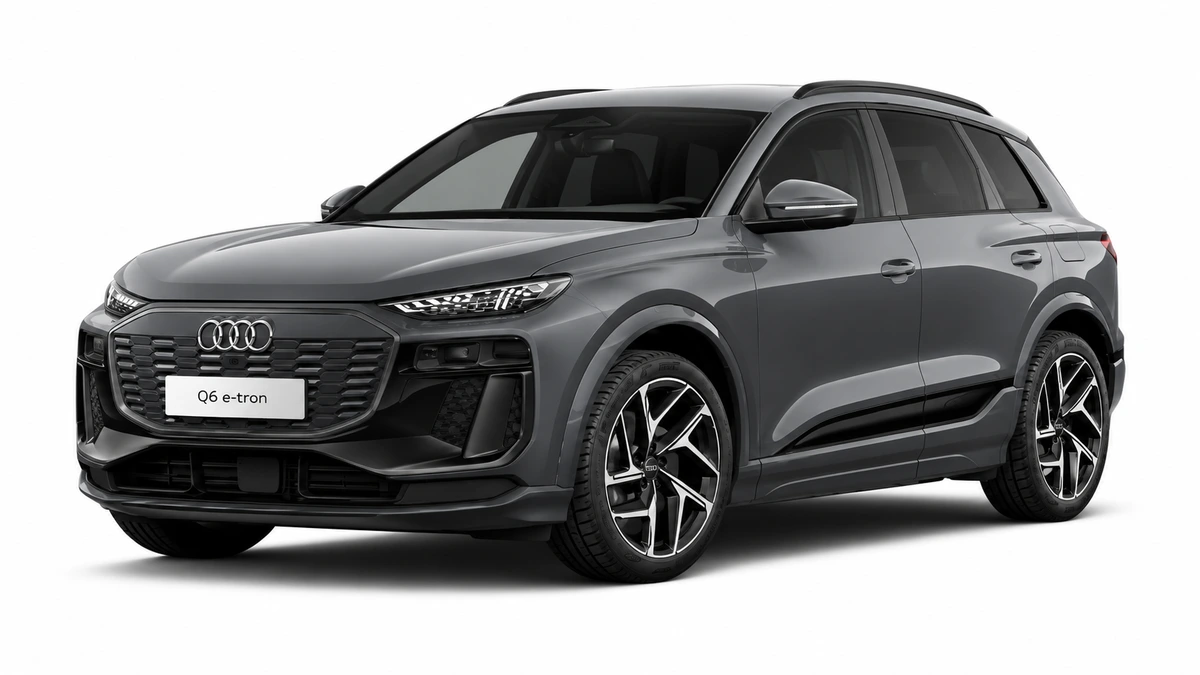 Beyaz fonda gri Audi Q6 e-tron SUV