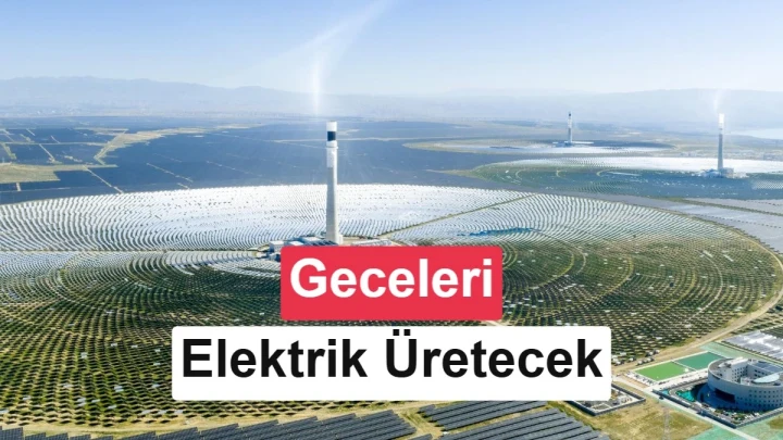 Geniş bir alana yayılan aynalar, güneş kulesine ışık yansıtıyor