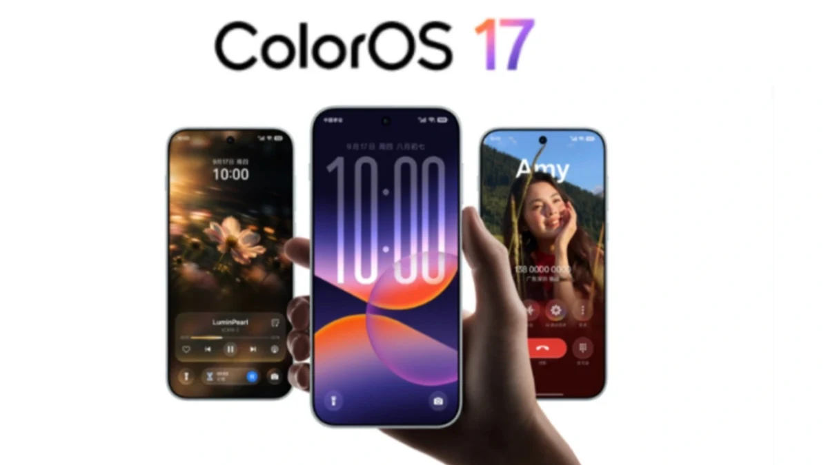 ColorOS 17 güncellemesini simgeleyen 17 ve ColorOS yazısı