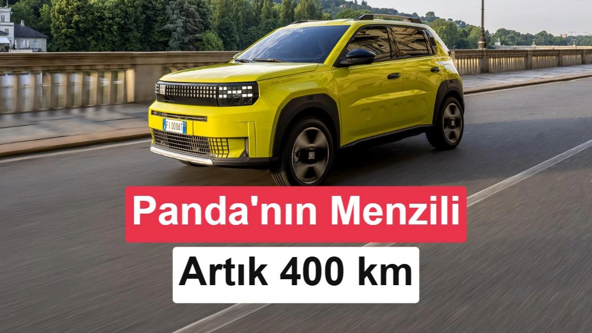 Sarı Fiat Grande Panda yolda ilerlerken