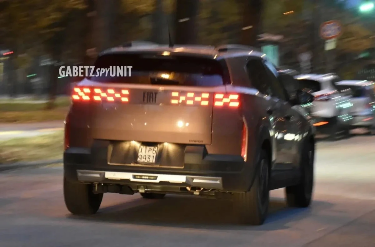 Gece çekiminde Fiat Grizzly’nin yanan LED stop lambaları