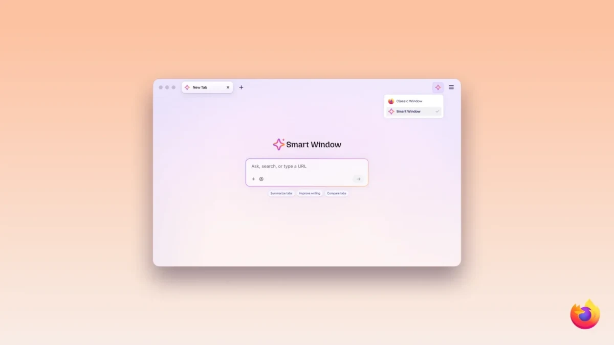 Firefox Smart Window yapay zekâ deneyiminin masaüstü tarayıcı arayüzü