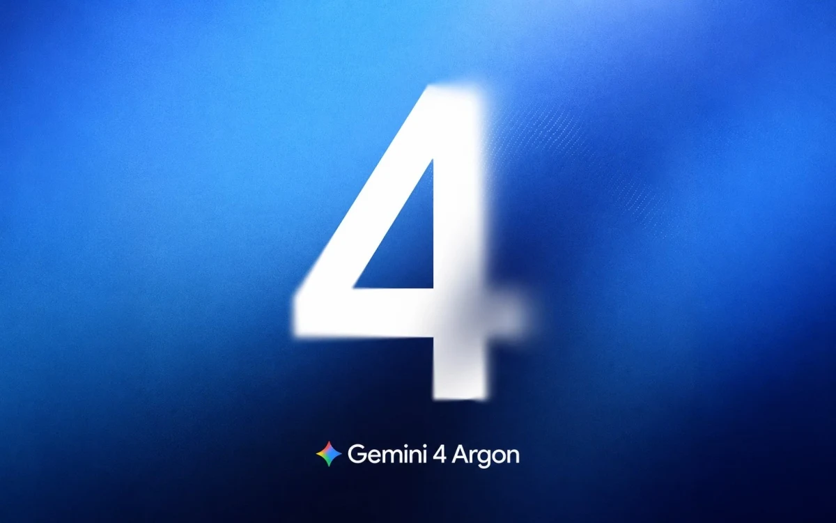 Mavi arka planda büyük 4 rakamı ve Gemini 4 Argon logosu