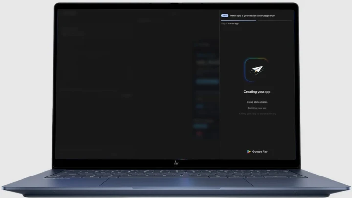 Dizüstü bilgisayar ekranında Google AI Studio ile uygulama oluşturma arayüzü