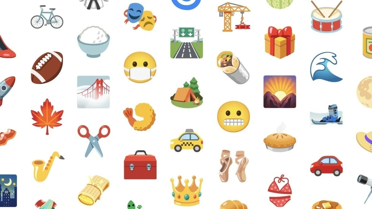 Farklı nesne ve ifadeleri gösteren emoji simgeleri