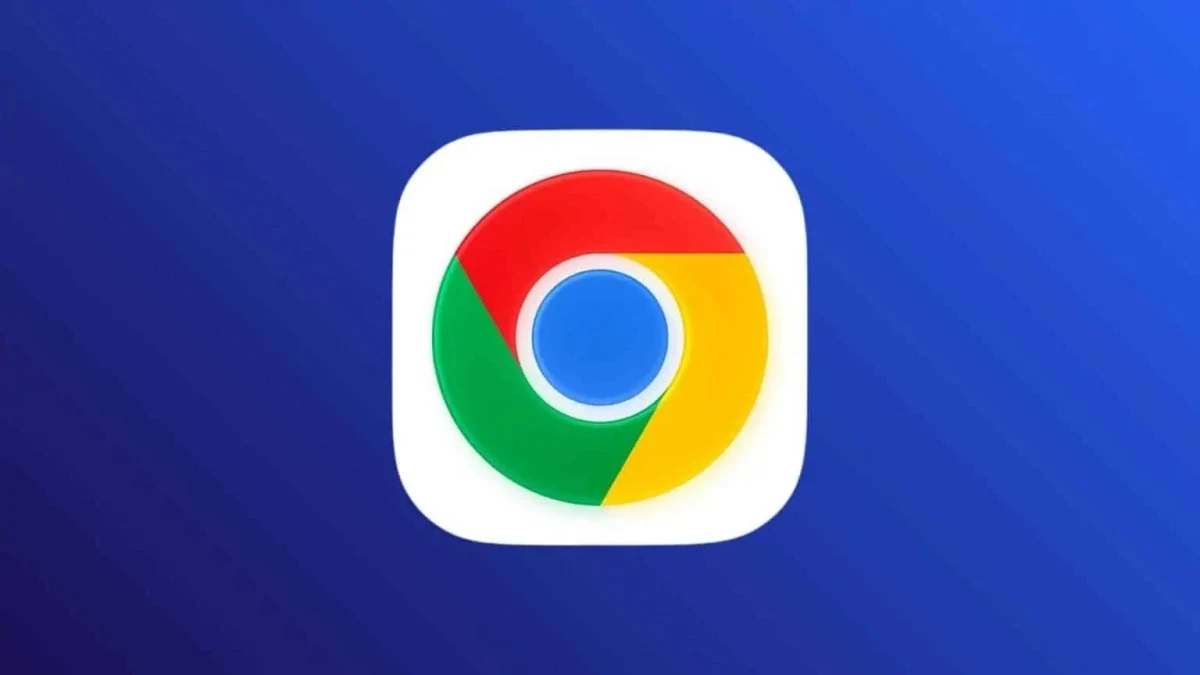 Mavi zemin üzerinde Google Chrome uygulama simgesi