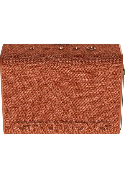 Kahverengi kumaş kaplamalı Grundig Jam 2 kompakt Bluetooth hoparlör