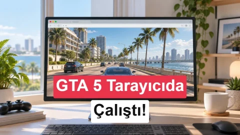 Bilgisayar ekranında GTA 5’in tarayıcıda çalıştığını belirten görsel