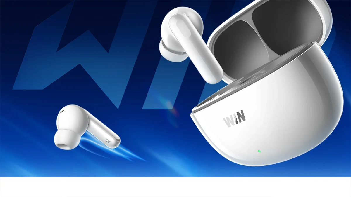 Honor Win Earphones kablosuz kulaklıkları ve açık durumdaki şarj kutusu