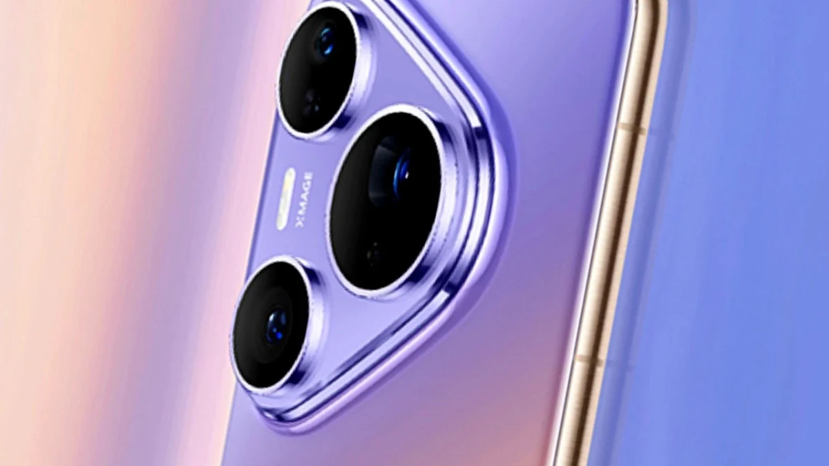 Gün Batımı Moru renkte Huawei Pura 90 Plus’ın arka yüzü ve kamera modülü