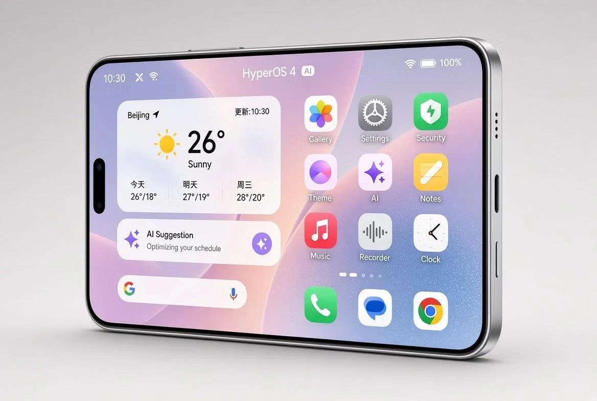 HyperOS 4 arayüzü gösterilen bir akıllı telefon ekranı