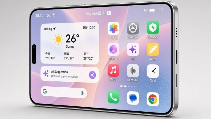 HyperOS 4 arayüzünü gösteren akıllı telefon ekranı