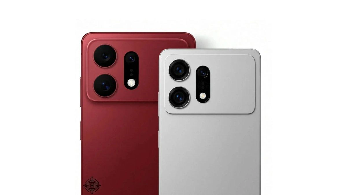 Kırmızı ve gümüş renkli iki telefonun arka yüzü