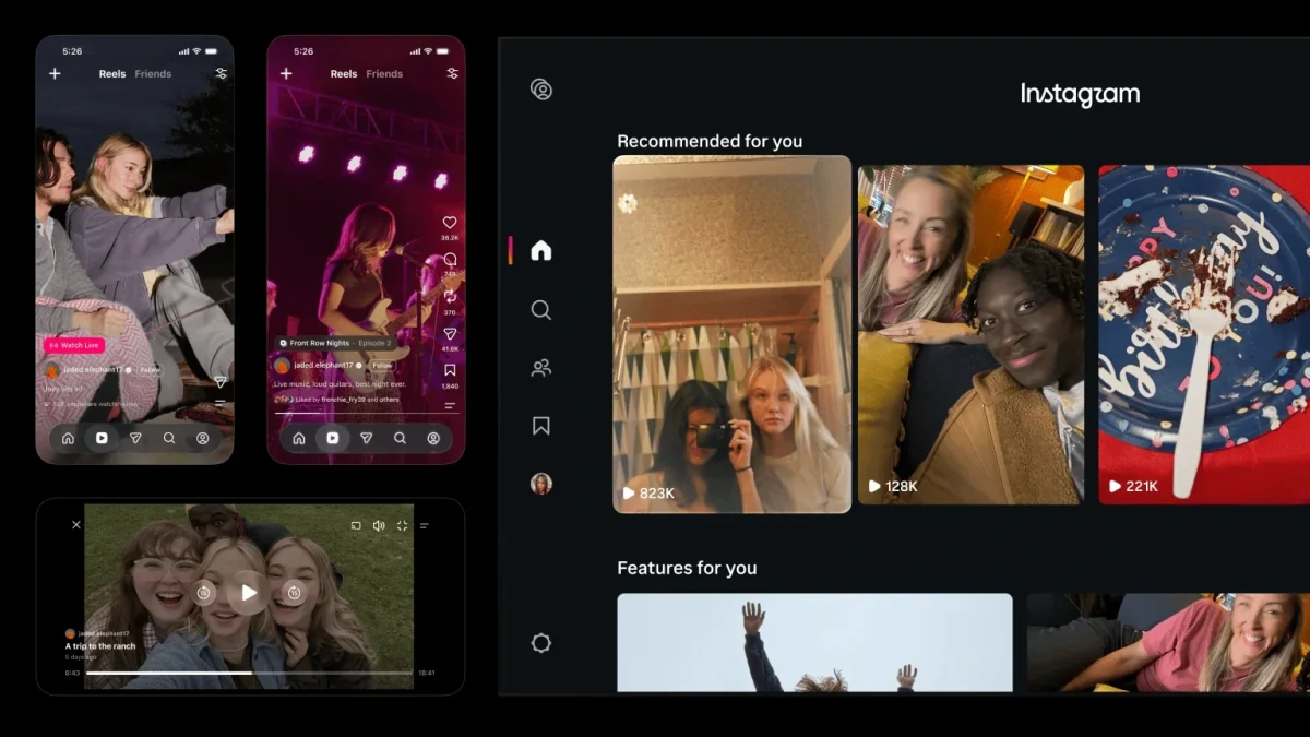 Instagram’da mobil ve masaüstü arayüzlerinde gösterilen video içerikleri