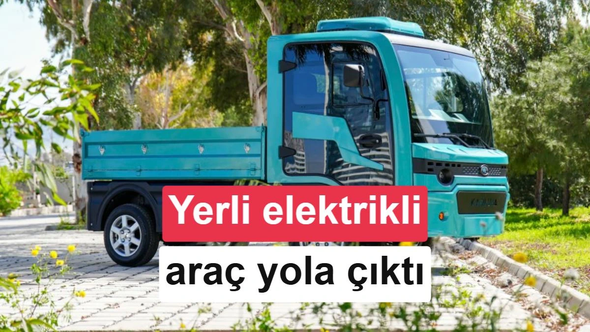 Turkuaz renkli Karluna Pratik elektrikli ticari araç