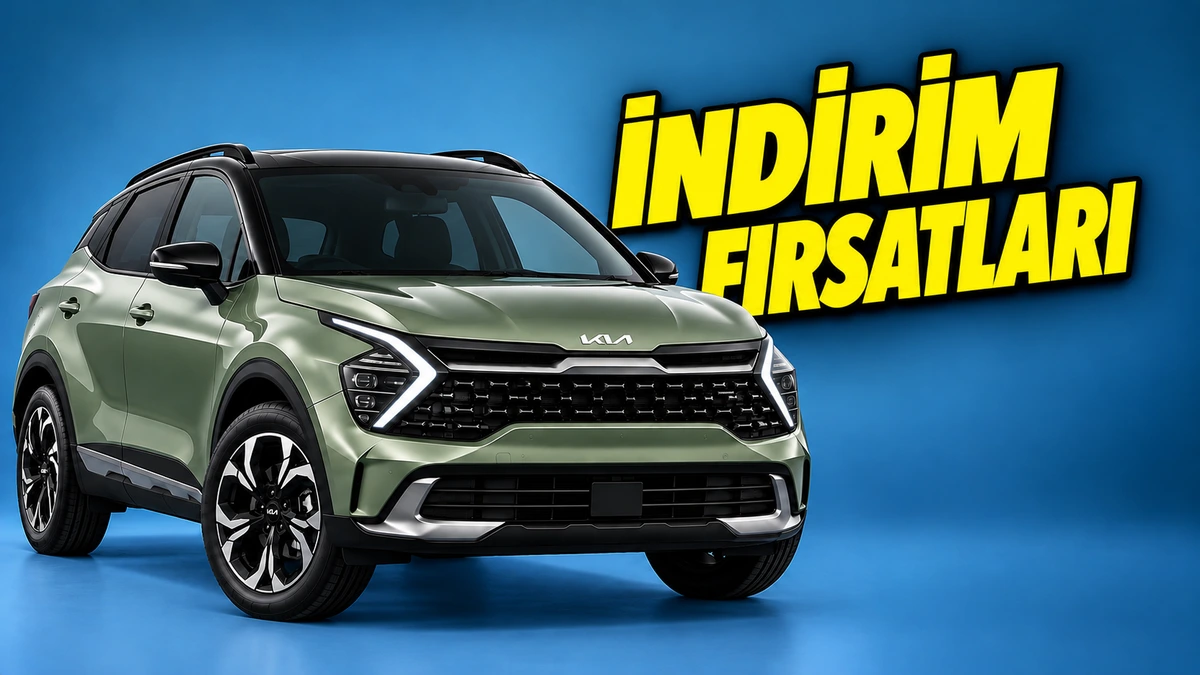 Mavi fonda yeşil Kia SUV ve indirim fırsatları yazısı