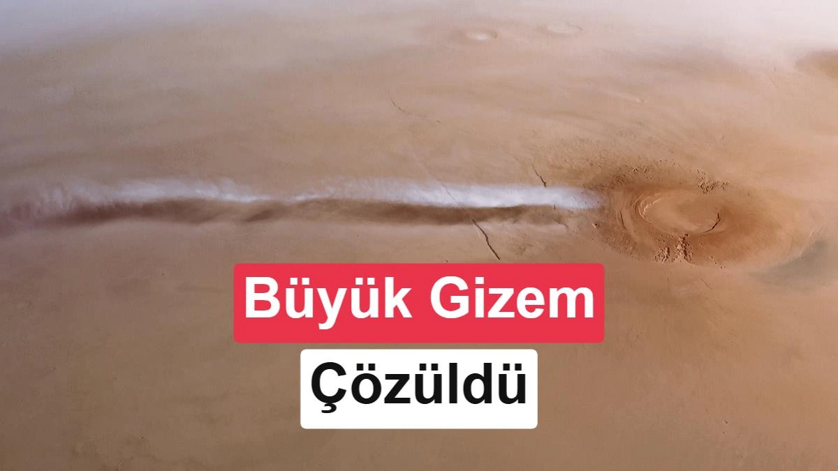 Mars yüzeyinde Arsia Mons yakınlarından uzanan ince beyaz bulut