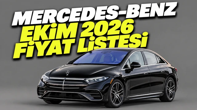 Ekim 2026 Mercedes-Benz fiyat listesi yazısı için hazırlanmış kapak görseli ve siyah sedan