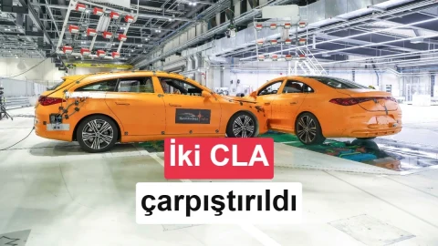 Mercedes-Benz iki CLA’yı 56 km/s hızla çarpıştırdı: Batarya sağlam kaldı