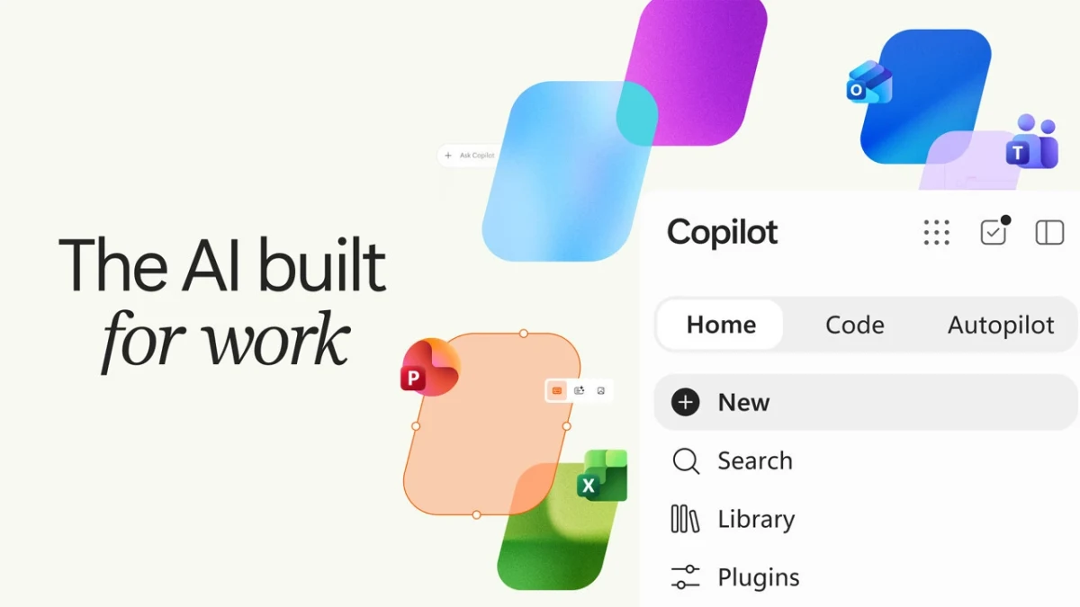 Microsoft Copilot arayüzünde Home, Code ve Autopilot sekmeleri