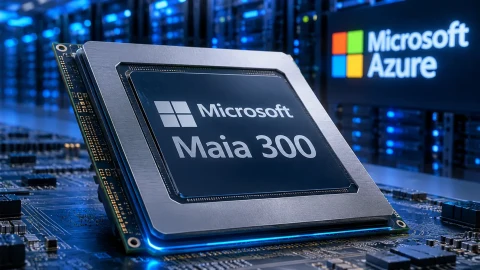 Microsoft Maia 300 işlemcisi, Azure veri merkezi sunucularını temsil eden görsel