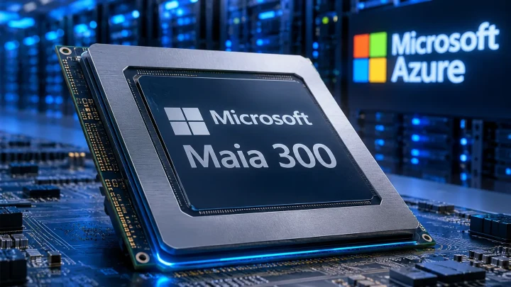 Microsoft Maia 300 işlemcisi, Azure veri merkezi sunucularını temsil eden görsel