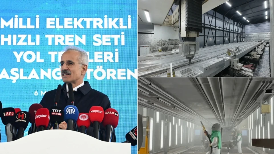 Ulaştırma ve Altyapı Bakanı Abdulkadir Uraloğlu’nun konuşması ve tren üretim alanlarından görüntüler