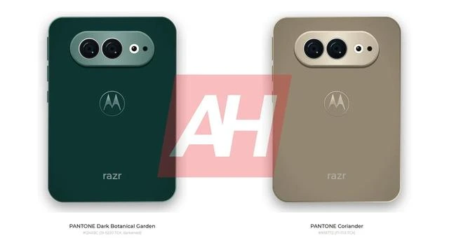 Motorola Razr katlanabilir telefonun yeşil ve bej renk seçenekleri