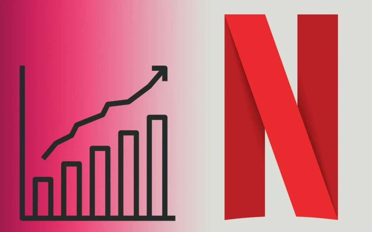 Netflix logosu ve yükselen fiyatları simgeleyen grafik