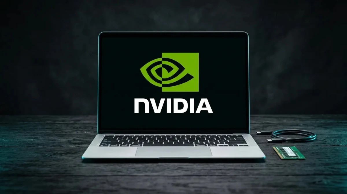 Nvidia logosu bulunan dizüstü bilgisayar