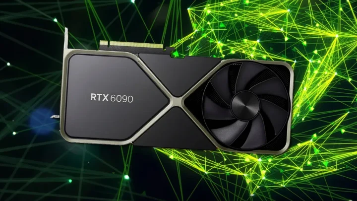 RTX 6090 yazısı bulunan ekran kartı görseli