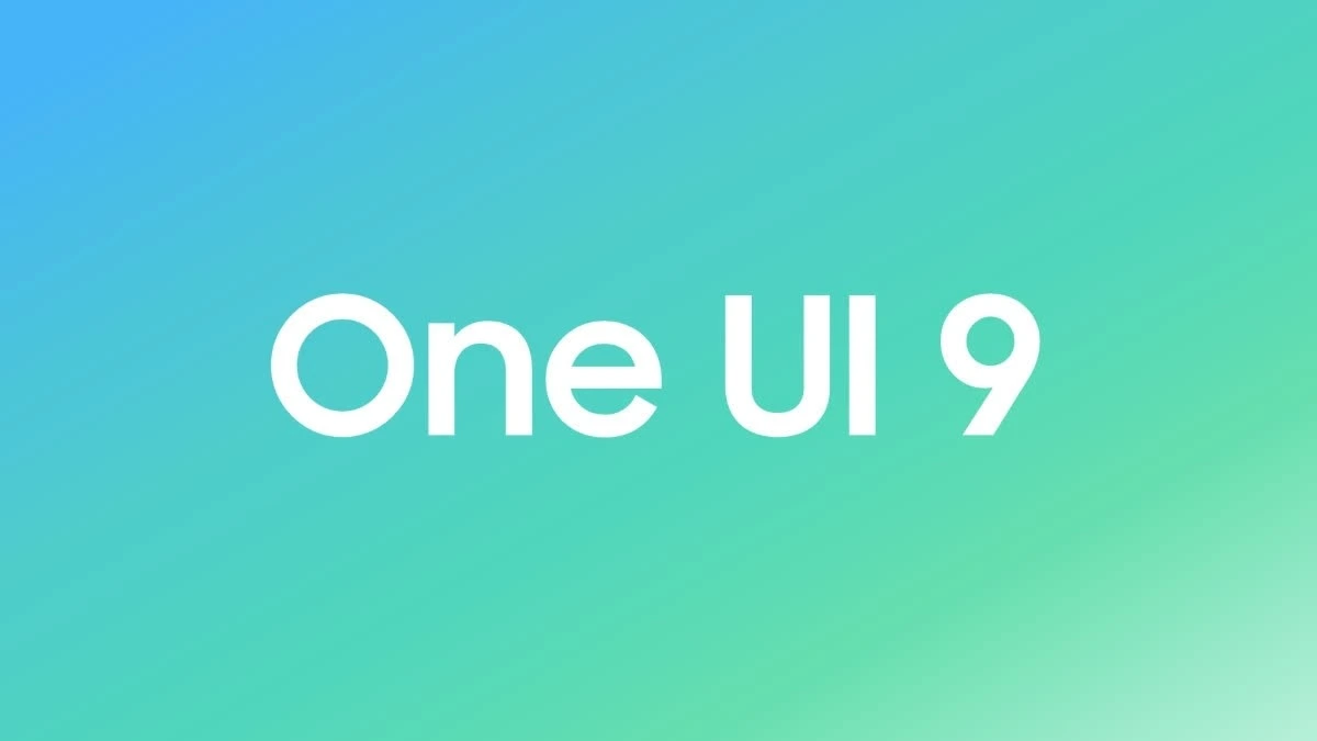 Renk geçişli arka plan üzerinde One UI 9 yazısı