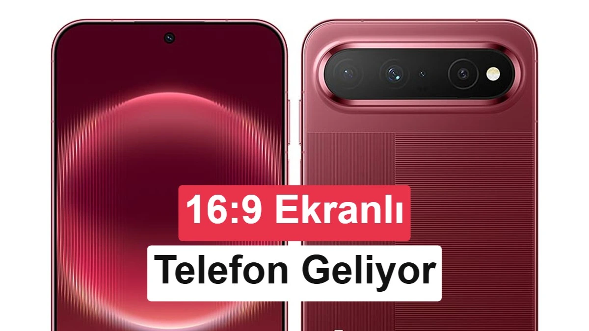 Ön ve arka yüzü gösterilen kırmızı tonlardaki Huawei Pura X View telefonu
