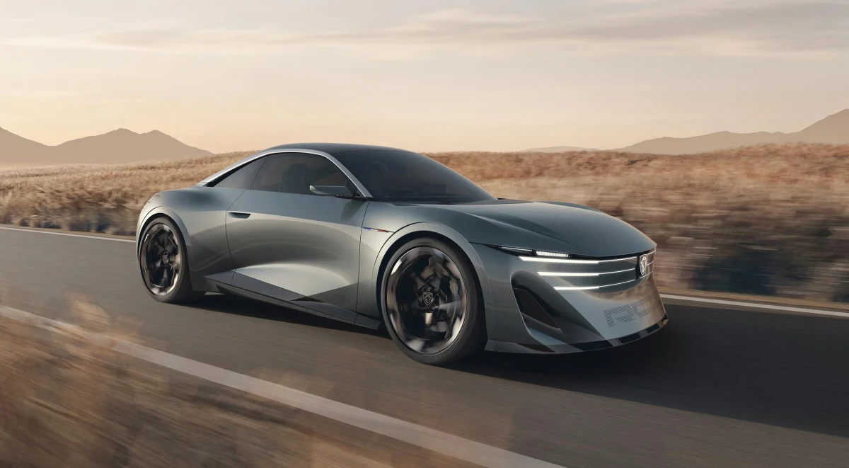 Yolda ilerleyen Peugeot RCZ Vision konsept otomobili