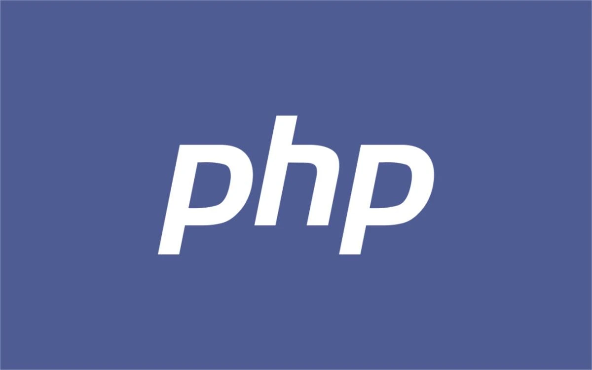 Düz mavi zeminde beyaz PHP logosu