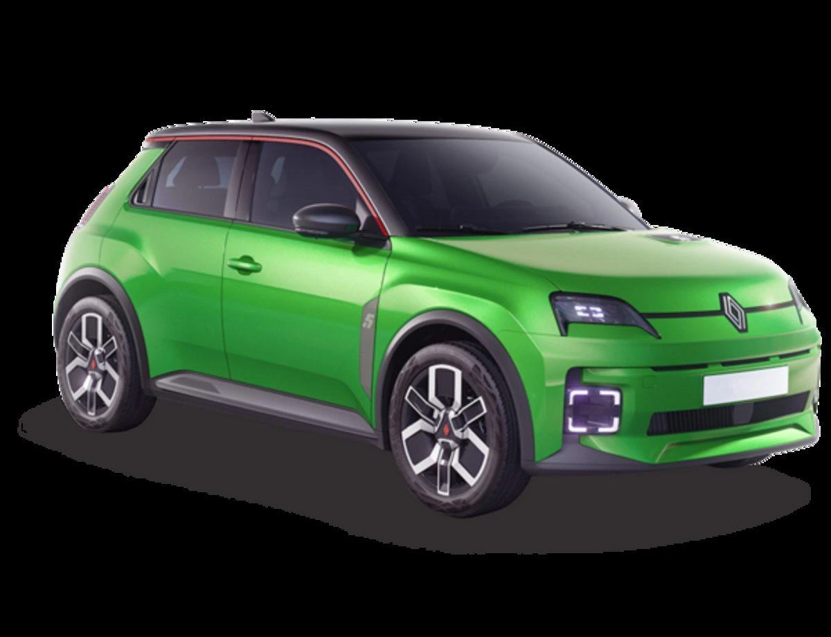 Siyah fonda yeşil Renault 5 E-Tech Elektrikli