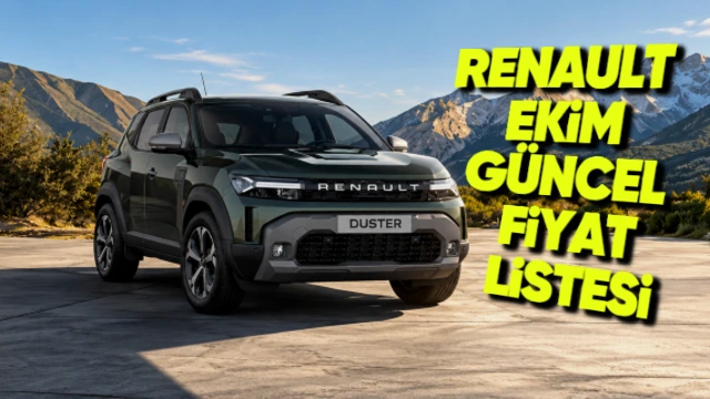 Dağlık bir manzara önünde Renault Duster ve Ekim güncel fiyat listesi yazısı